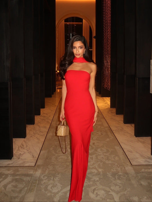 Amara red knit maxi dress by Éna The Label – view 3
