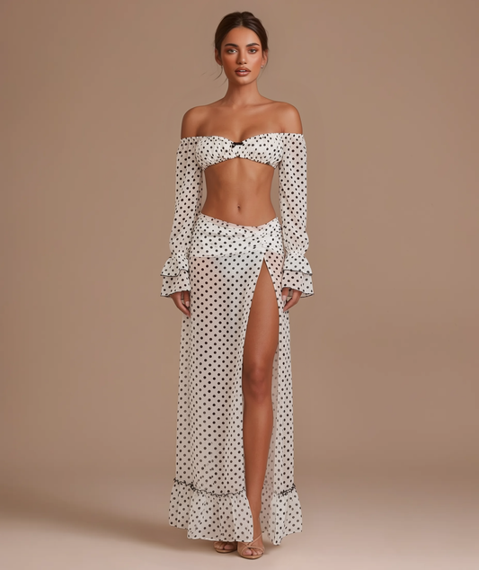 Amelia polka dot top and maxi skirt set by Éna The Label – view 2