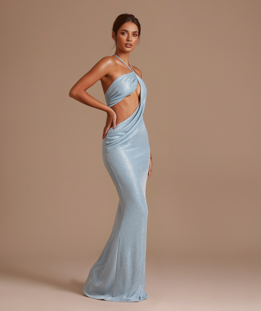 Aria shimmer halter maxi dress by Éna The Label – view 2