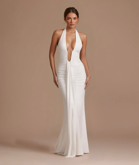 Kiara plunge halter maxi dress by Éna The Label – view 2