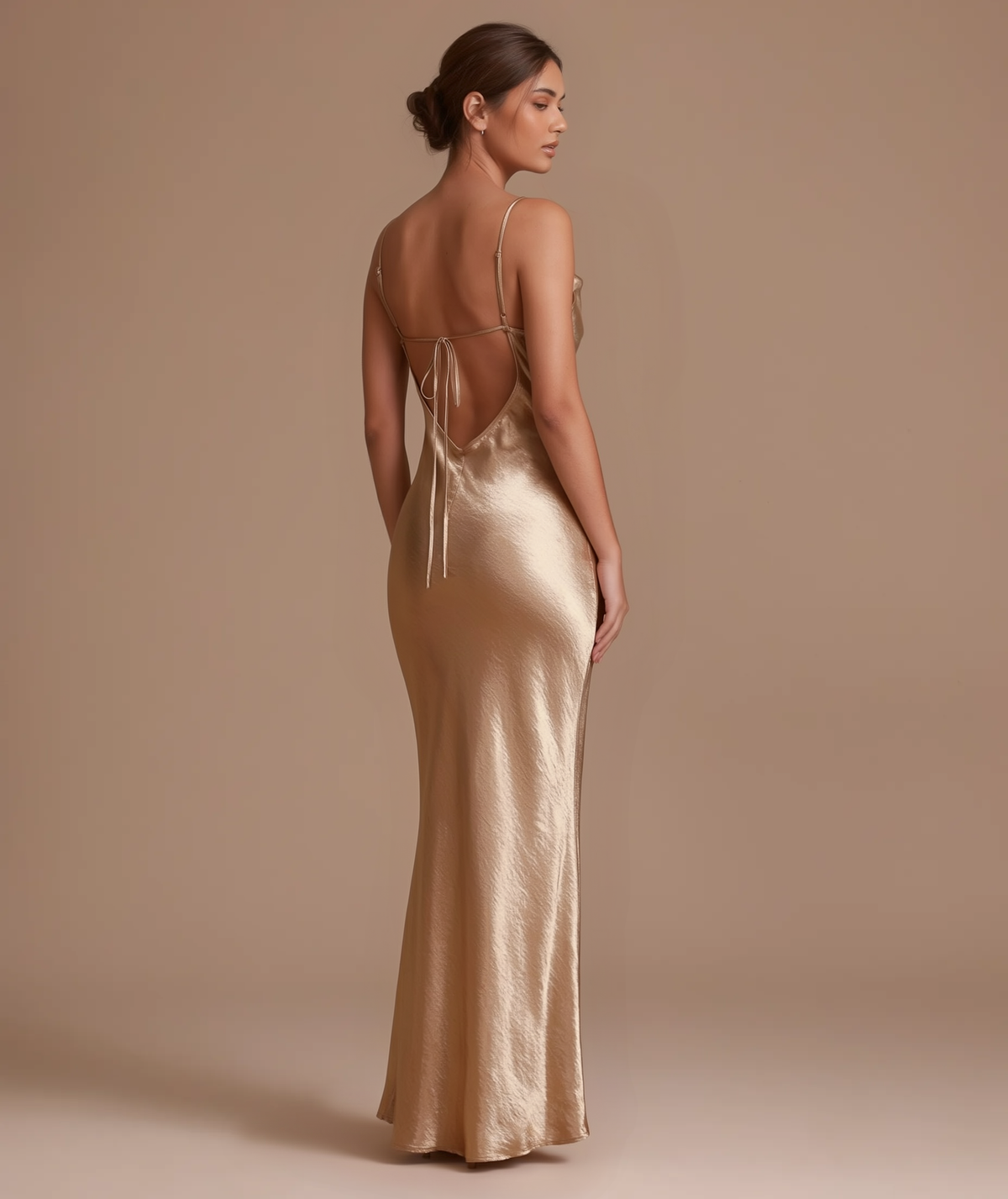 Cleopatra gold satin maxi slip dress by Éna The Label – view 5