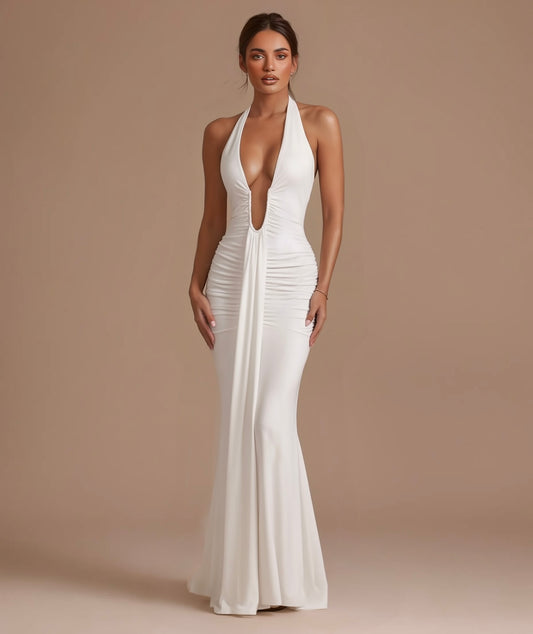 Kiara plunge halter maxi dress by Éna The Label