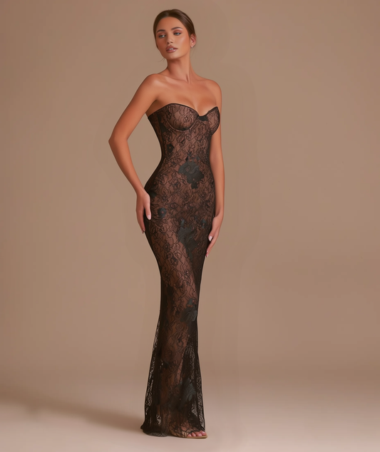 Estelle full lace maxi dress with bolero by Éna The Label – view 4