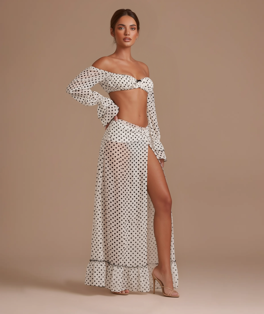 Amelia polka dot top and maxi skirt set by Éna The Label – view 3