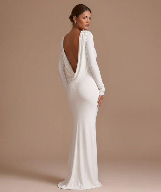 Bianca ivory open back maxi dress by Éna The Label