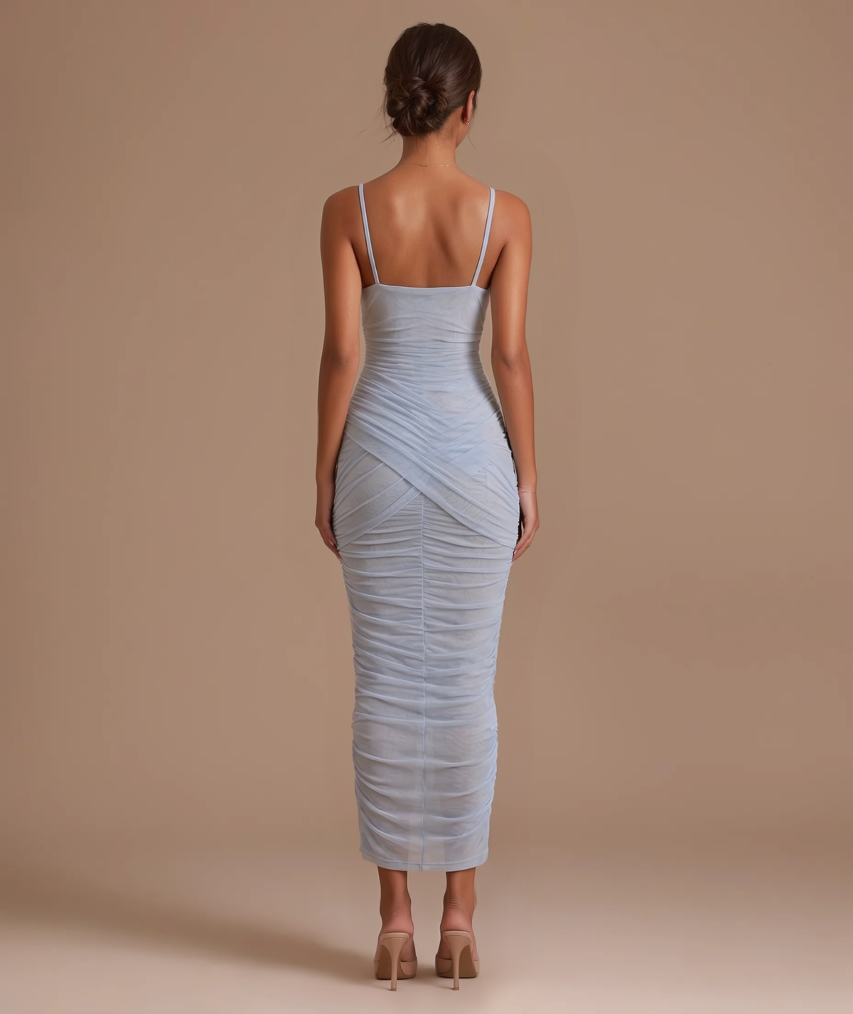 Isadora ruched mesh midi dress by Éna The Label – view 5