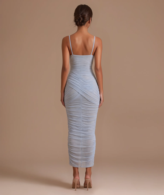 Isadora ruched mesh midi dress by Éna The Label – view 5